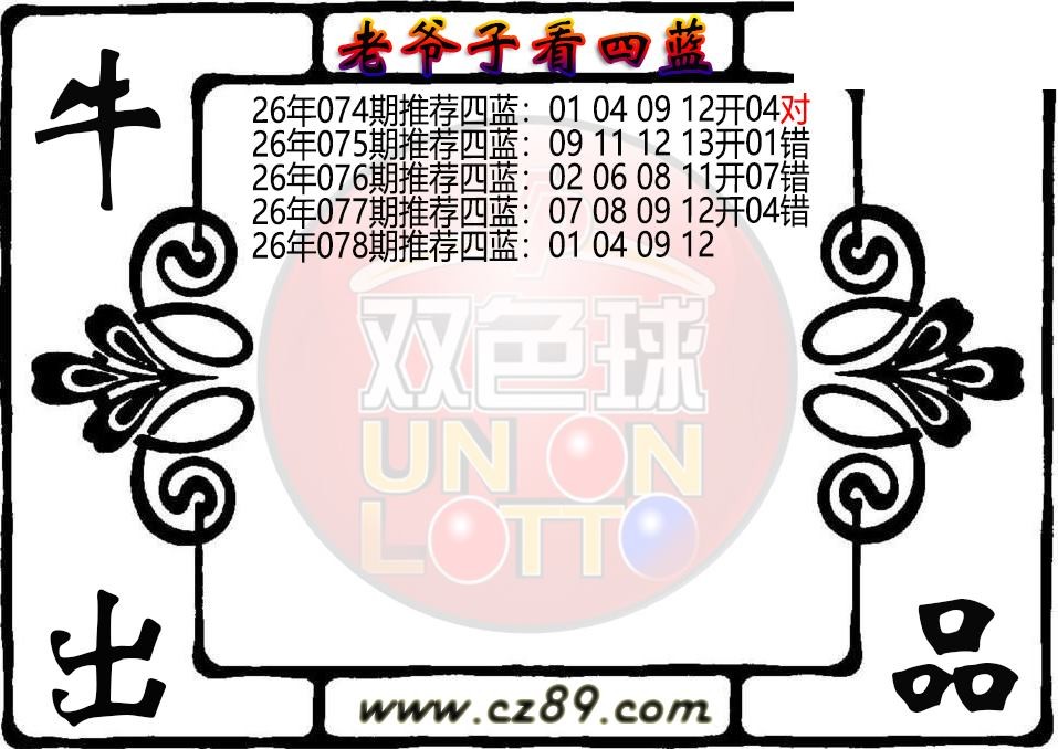 双色球078期 老爷子看四蓝图谜