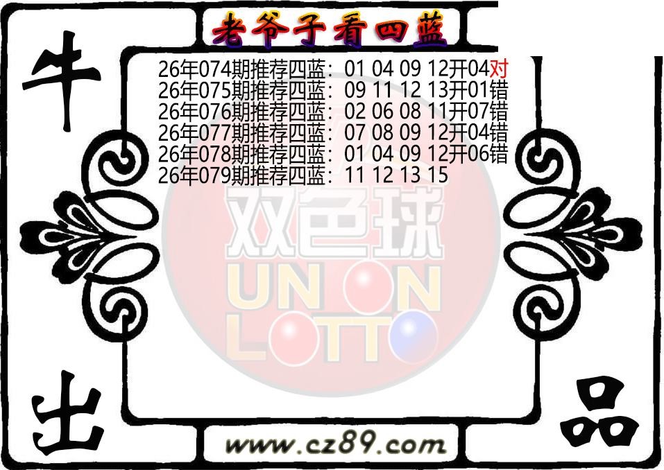双色球079期 老爷子看四蓝图谜
