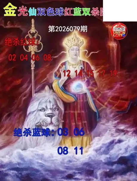 双色球2026年图迷079期 金光仙红蓝双杀图