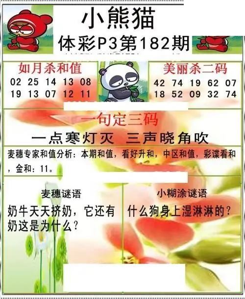 小熊猫2026182期体彩P3图谜