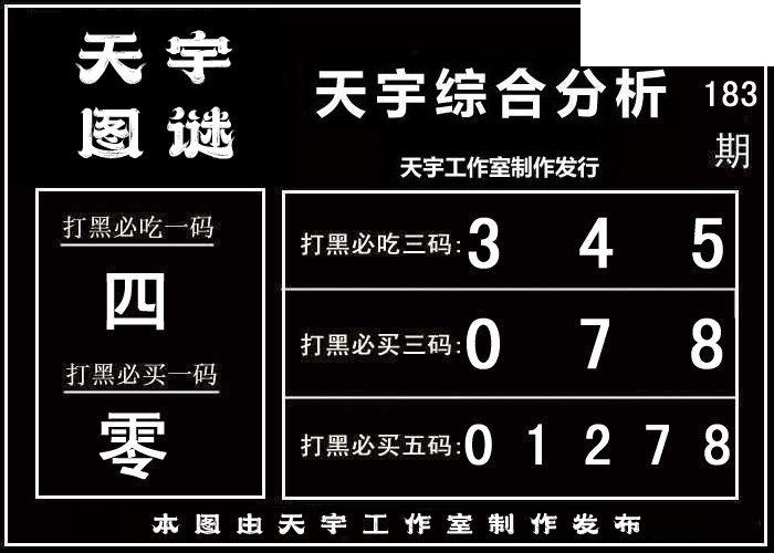 天宇多字和值谜2026183期3d图谜