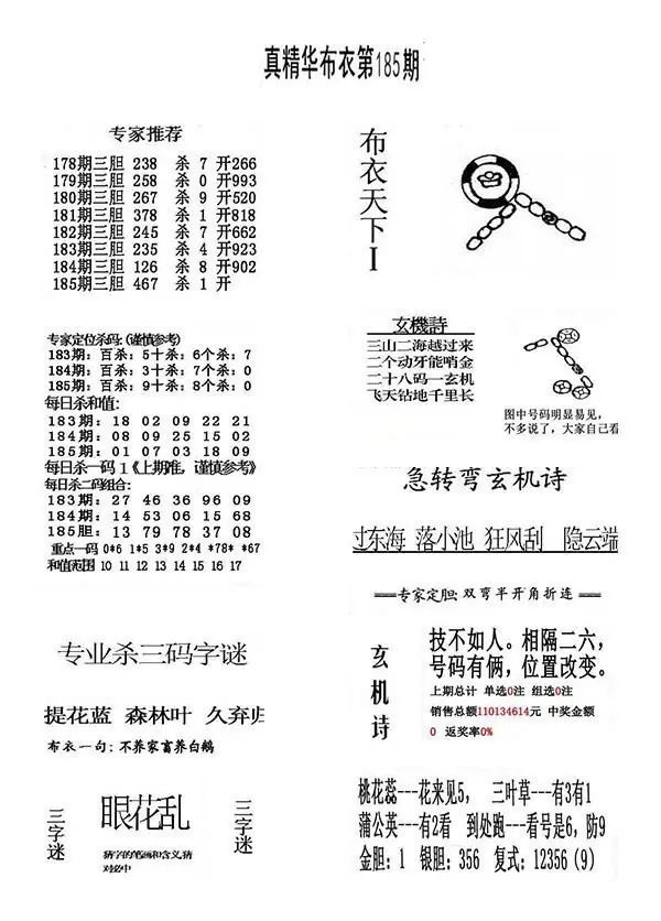2026185期真精华布衣123456