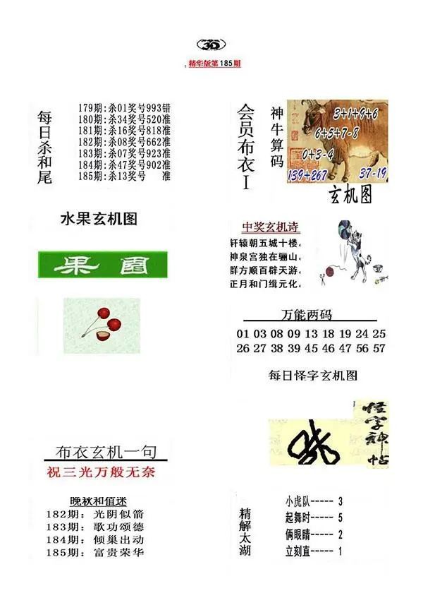 真精华布衣报2026185期3d图谜