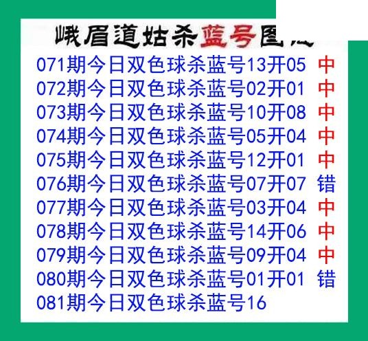 峨眉道姑杀蓝号081期双色球图谜 10中8