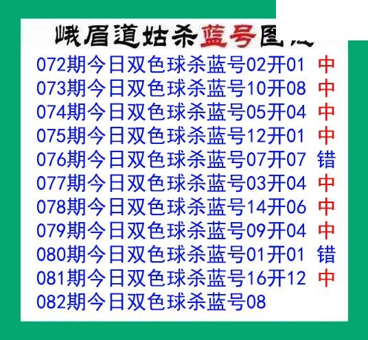 峨眉道姑杀蓝号082期双色球图谜 10中8