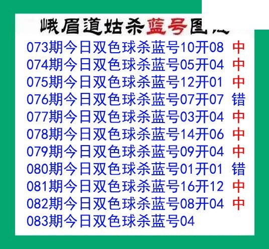 峨眉道姑杀蓝号083期双色球图谜 10中8