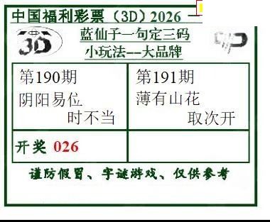 2026191期3d字谜图谜总汇