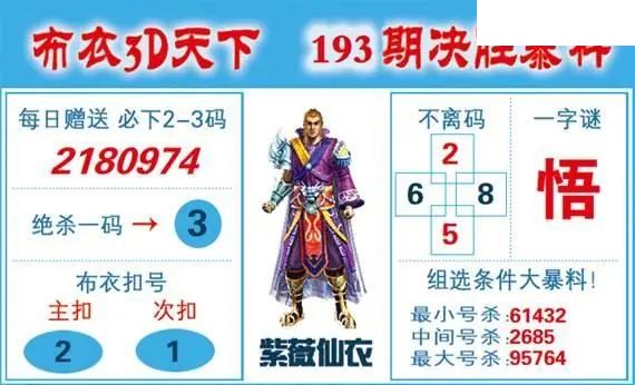 新布衣天下26年193期3D图谜