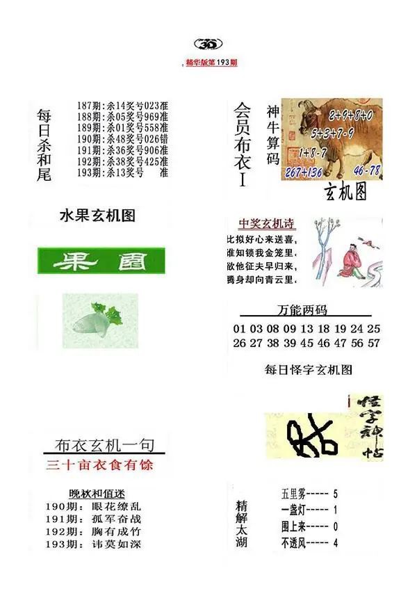 真精华布衣报2026193期3d图谜
