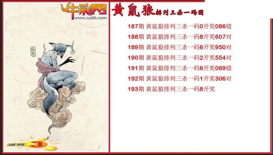 2026193期P3黄鼠狼杀一码图