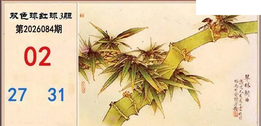 翠竹红球三胆26年084期双色球图谜