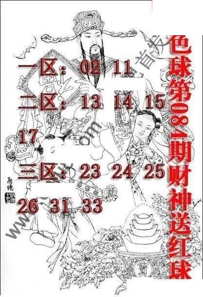福彩双色球2026年084期财神送红球图谜