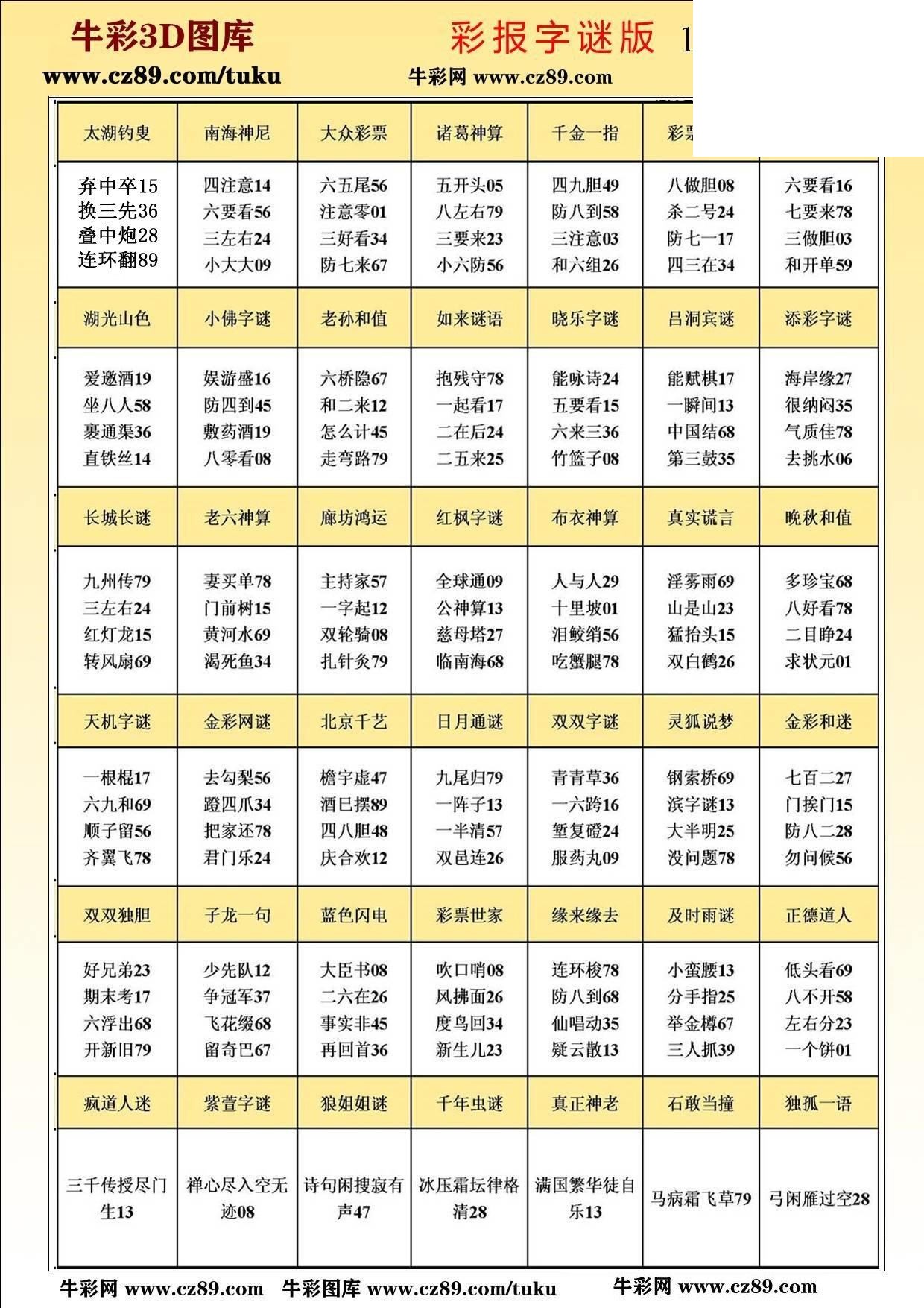 版3D字谜彩报图26年194期打印版