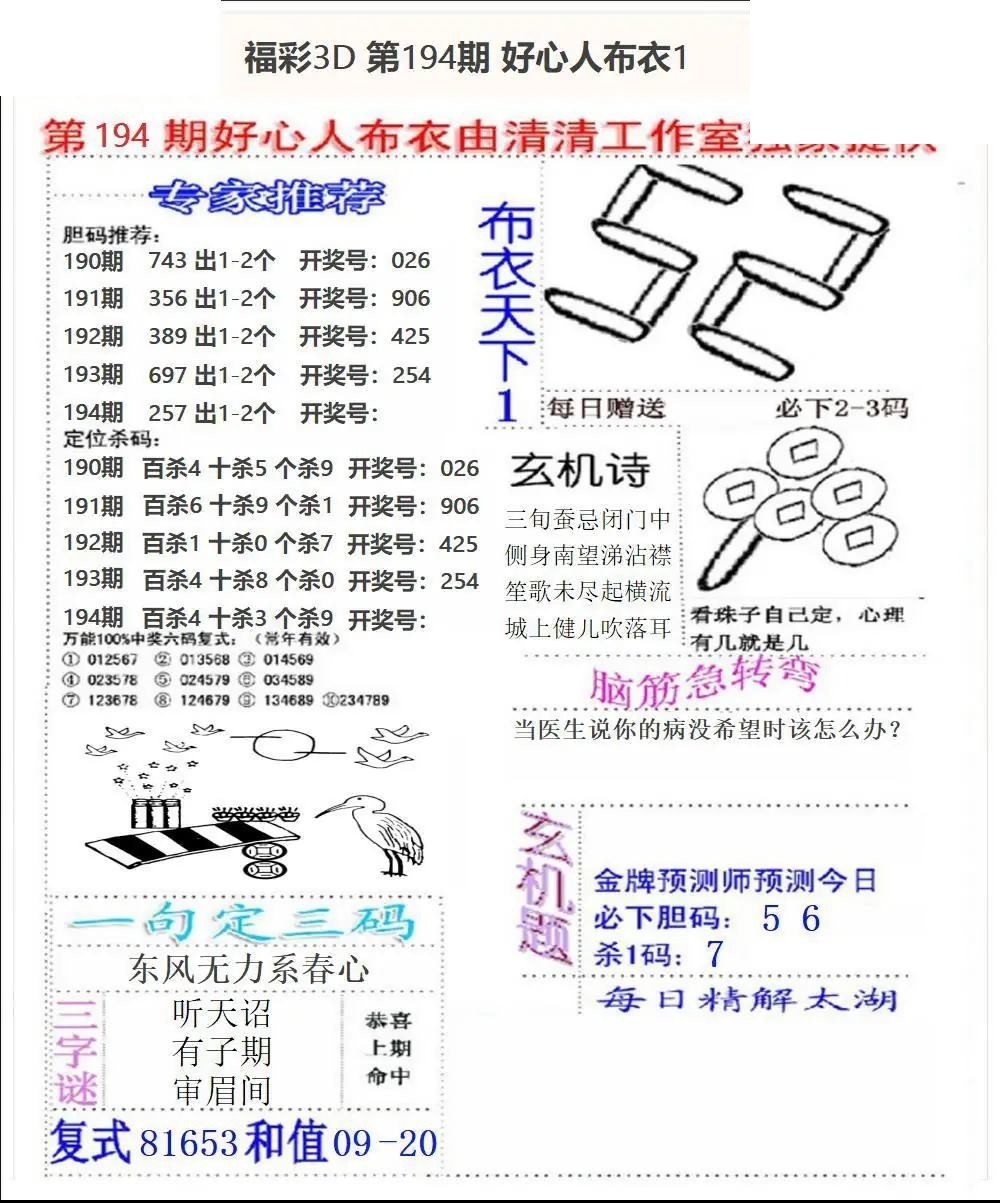 2026194期3d图谜汇总（五）
