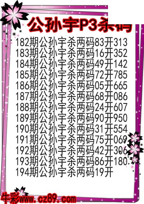26年194期公孙宇P3杀码图