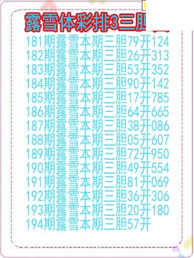 26年194期露雪体彩排3三胆图