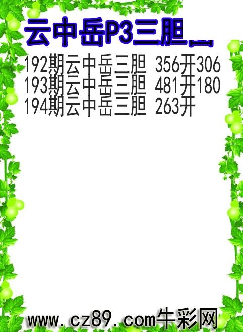 26年194期云中岳P3三胆图