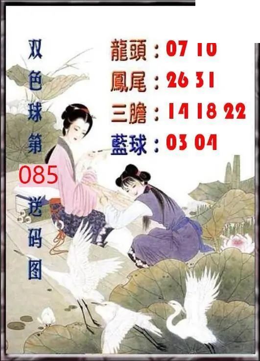 天吉鸟语断蓝26年085期双色球系列图