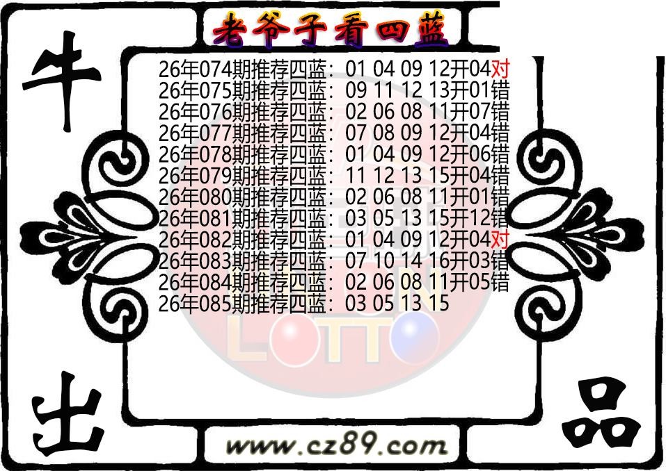 双色球085期 老爷子看四蓝图谜