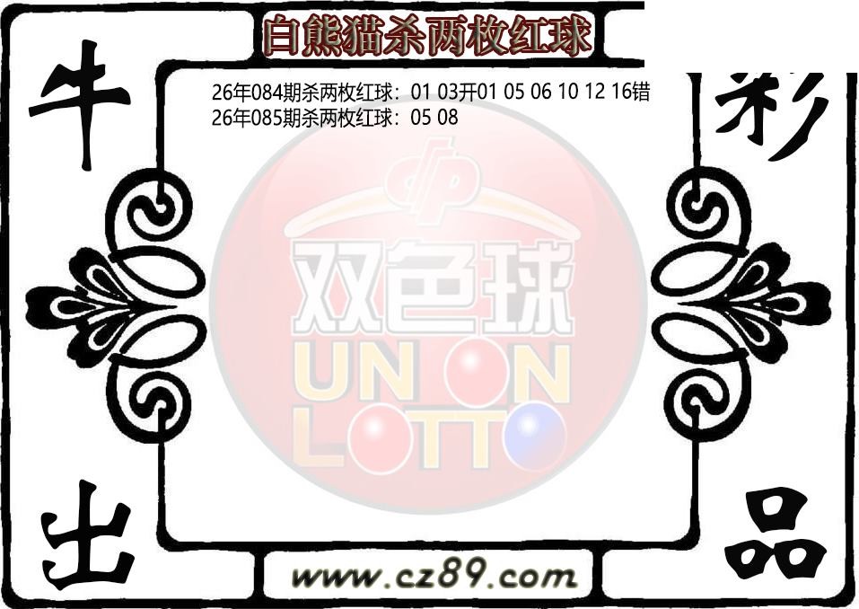 双色球085期 白熊猫杀两枚红球图迷