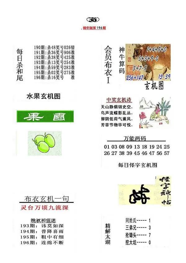 真精华布衣报2026196期3d图谜