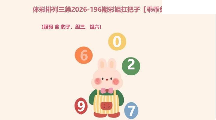 2026196期排列三 乖乖兔胆码图