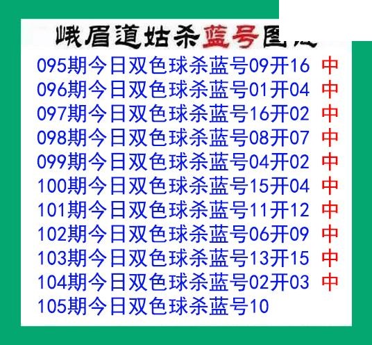 峨眉道姑杀蓝号105期双色球图谜 10中10