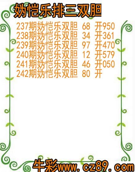 26年242期妫恺乐排三双胆图